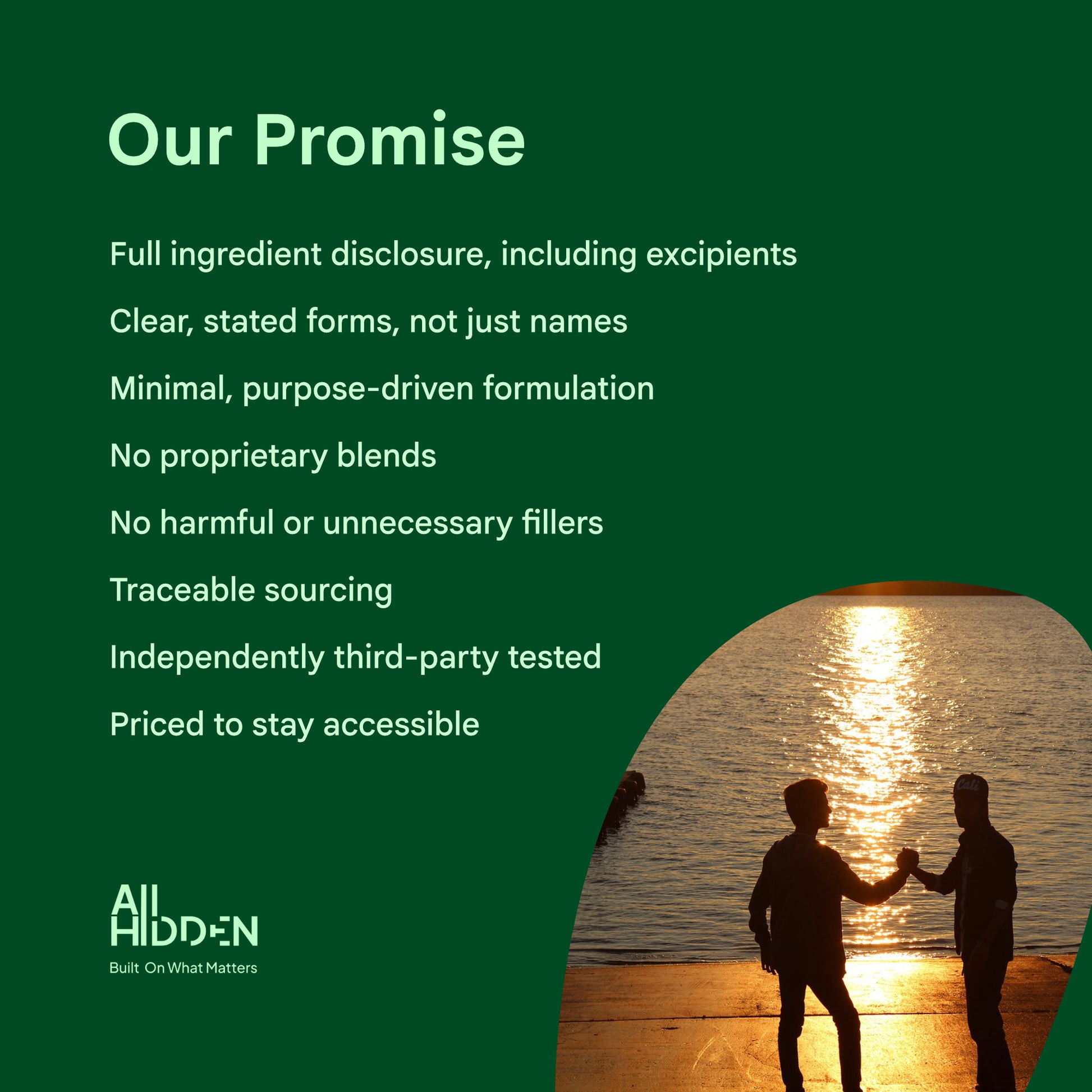 All Hidden True Absorption Multi product image featuring a sunset scene with two people silhouetted, showcasing brand promise